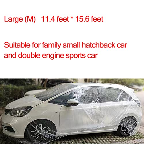 Image of LuliKa 3 Packs Disposable Car Cover Clear Plastic Car Cover Universal Rain Dust Garage Cover with Elastic Band Large (11.4 FT x 19.6FT)