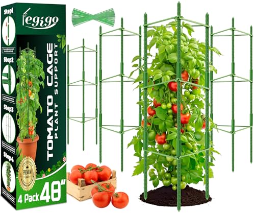 Legigo 4ft 4-Pack Tomato Cage for Garden Plant Support- Up to 48inch Garden Stakes Tomato Cage Tomato Trellis for Potted Plants Tomato Cages Plant Stakes for Climbing Vegetables Plants Flowers