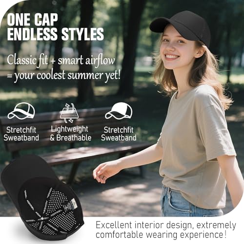 Image of AOPREL Baseball Cap Breathable Mesh Golf Hat Quick Dry Adjustable Baseball Hats for Men and Women Sport Running Workout