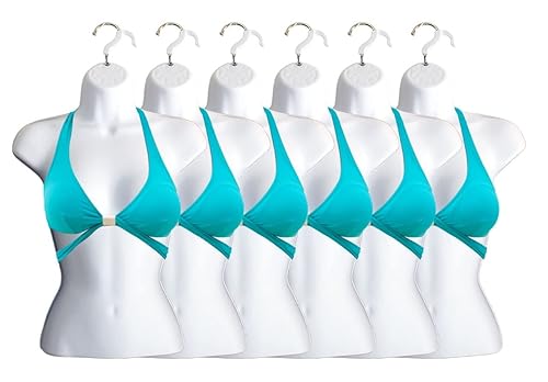 Miniatura 25 de DisplayTown Maniquí femenino con espalda hueca y cuerpo apilable con ganchos para colgar para exhibición de camisetas, encimera, ferias