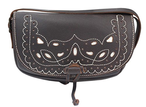 Bolso bandolera de piel pequeña marrón chocolate riñonera de mano para móvil