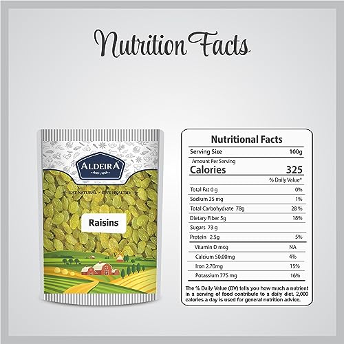 Image of ALDEIRA Natural Seedless Green Raisins 1Kg Pack I Kishmish I Dry Fruits