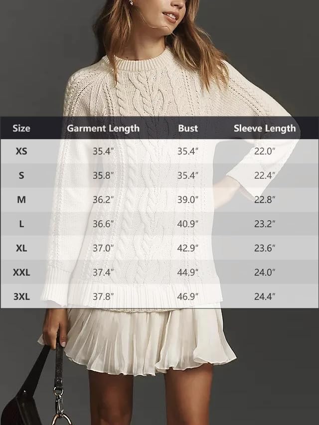 Women Crewneck Cable Knit Sweater Mini Dress（XS-3XL）, Layered Knit Sweater Dress with Pleated Fall Style2