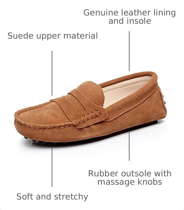 Image of ANUFER Women's Classic Suede Penny Loafers Comfort Handmade Slipper Moccasins