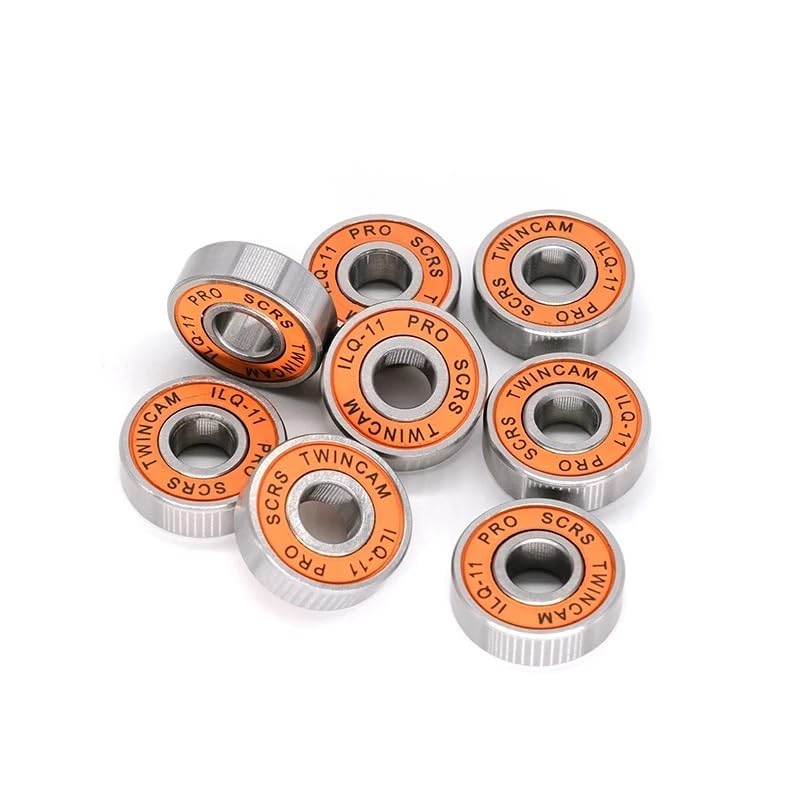 8 rodamientos sellados naranjas 608RS ILQ-11 de 8 x 22 x 7 mm, ABEC-9, de acero duradero y de baja fricción, for ruedas de patines en línea y monopatines.