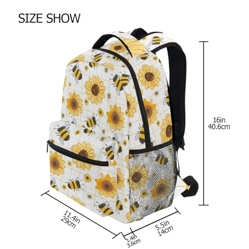 Cute Bee Sunflower (4) Laptop Backpack for Women Men, Personalized College Bookbag Travel Bag Casual Daypack back packs2