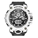 KXAITO Men's Watches Sports Outdoor Waterproof Military Watch Date Multi Function Tactics LED Face Alarm Stopwatch for Men 3169 (Panda Color