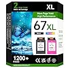 Cartuchos de tinta 67XL de repuesto para impresora HP Ink 67 XL, compatible con impresoras de cartuchos de tinta DeskJet 2855e 2755e 2800e 4155e 2700 Series Envy 6000 6455e 6055e