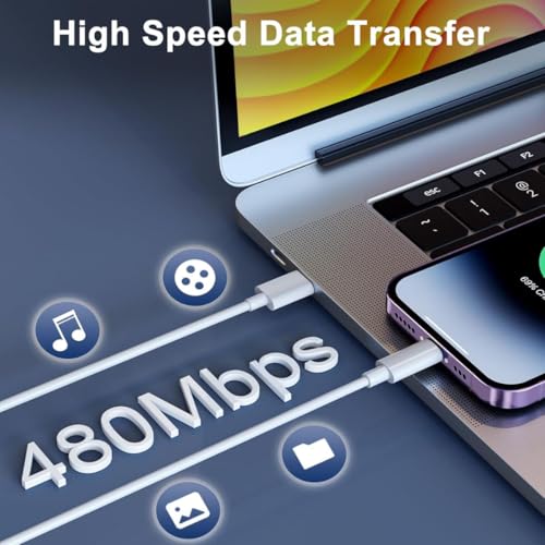 Image of KALIAT Lightning Cable Pack of 2 Certified USB Charging Wire for iPhone 14 /13 /12 /11 /X /SE, iPad, AirPods | Fast Charge & Sync Cord | 1M | White | Aple Original Compatible Charger