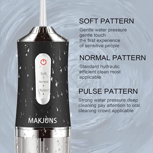 MAKJUNS-Water-Flosser-Cordless-Teeth-Cleaner-with-3-Modes-4-Jets-Rechargeable-IPX7-Waterproof-Dental-Oral-Irrigator-for-Travel-Home-BracesIvory-Black-6-count