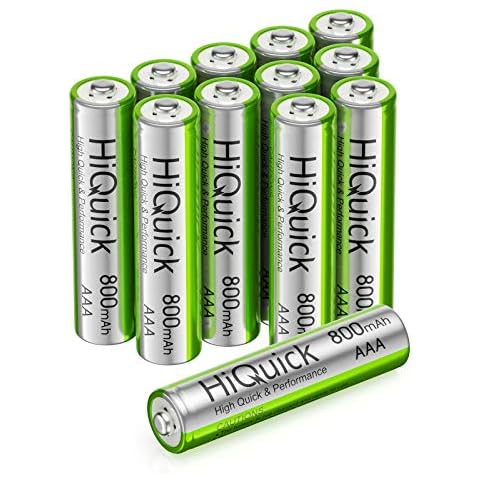 HiQuick AAA Batteries, Ni-MH AAA 800mAh Rechargeable Batteries Pack of 12 Count with 3 Cases, Pre-Charged Triple A Rechargeable Battery 1.2V NiMH Low Self Discharge Cover