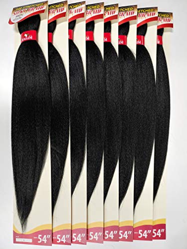(Pack of 8) Afreezm Pre Stretched Silky Braiding Hair 100% Kanekalon Afrelle Fiber (54 Inches / 85 Grams) (1)