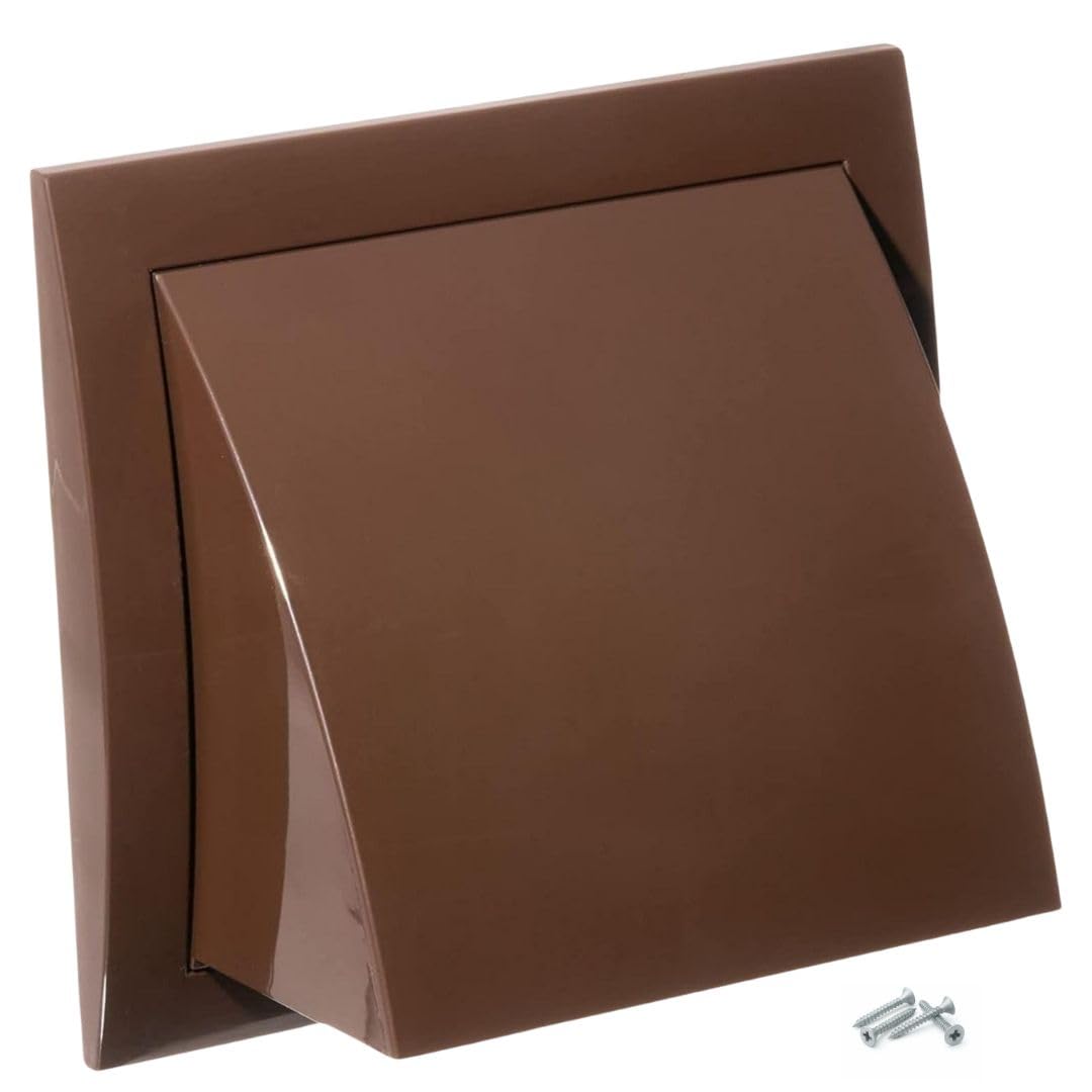 Steinberg14 Men's Brown 100Mm / 4'' Plastic Cowled Hooded Air Ventilation Wall Grille With Round Spigot And Wind Baffle Backdraught Shutter