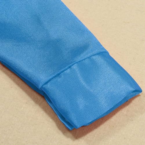 Kids Girls Sparkly Sequins Dance Top Boys Long Sleeve Button Down Shirt for Jazz Dance Long (Sky Blue, 9-10 Years)4