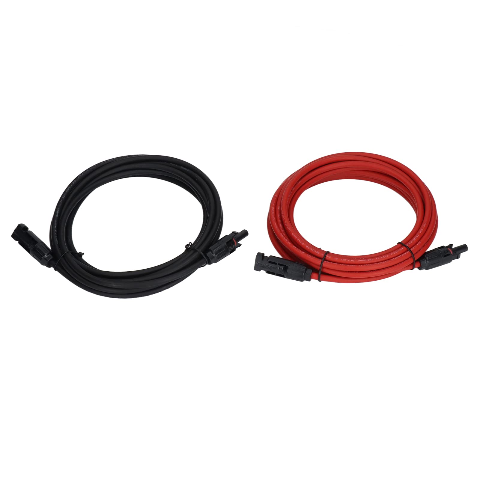 Cavo di prolunga per pannelli solari, 2 pezzi, 10 AWG, 6 mm²; cavo di estensione solare con connettori maschio e femmina; tensione nominale 1000 V CC, corrente nominale 30 A; grado (5 metri)