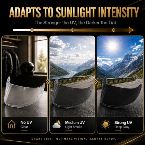 Image of PSLER Photochromic Helmet Visor for GT Air GT Air 2 Neotec-1 CNS-1 TC-5 | Impact-Resistant ,UV400 Protection, Motorcycle Tinted Face Shield Replacement for GT Air GT Air 2 Neotec-1 CNS-1 TC-5 TC-9