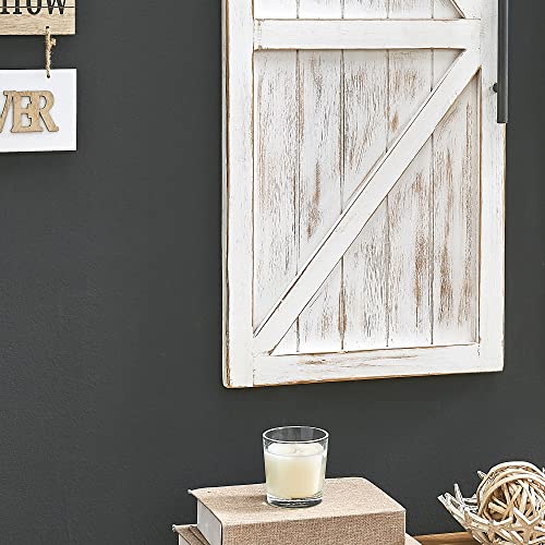 Firstime & Co. White Carriage Barn Door Wall Plaque 2-Piece Set, Large Vintage Decor For Living Room, Bedroom, Home Office, Wood, Farmhouse, 28 X 34 Inches #TOP4