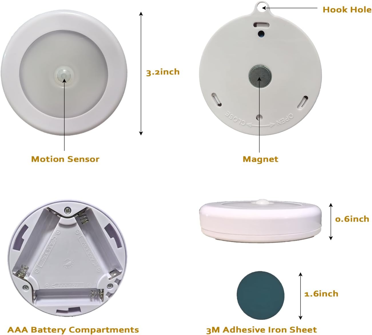 Motion Sensor Night Light, Battery Operated, White 3P image 2