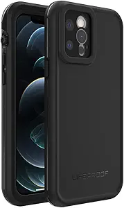 LifeProof iPhone 12 Pro FRE Series Case - BLACK, waterproof IP68, built-in screen protector, port cover protection, snaps to MagSafe