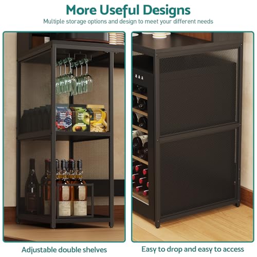 Kikihouse 4-Tier Industrial Style Mini Fridge & Microwave Oven Stand (Gray) | Adjustable Kitchen Bakers Rack, Freestanding Utility Storage Shelf for Living Room, Kitchen, Bar, Office - image 5