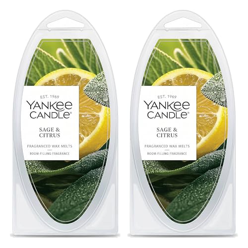 Cires parfumées sauge et agrumes Yankee Candle : lot de 2 pour éliminer les mauvaises odeurs