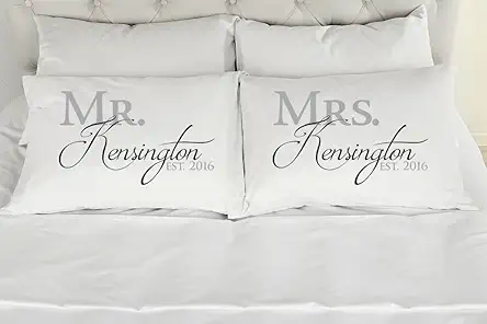 Set of 2 Standard/Queen Personalized Couples Pillow Cases...