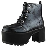 Oversized 4-eyelet lace up T.U.K.. Shoes Women\'s Distressed Black 4-Eye Nosebleed Boot EU41/UKW8