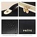 Prite Makeup Bag for Women Travel Waterproof Vegan Leather Cosmetic Bag Open Flat Toiletry Bag With Clear Divider and Handle (Large Black Pro)