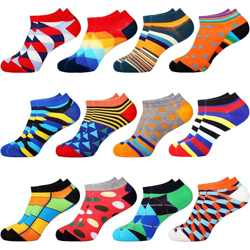 Belloxis Sneaker Socken Herren 39-42 Kurz Sneakersocken Herren 12 Paar Socken 39-42 Kurze Bunte Gute Sportsocken Laune Socks