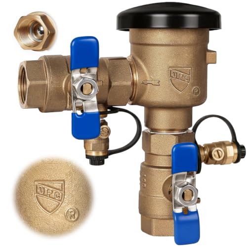 Image of 【UPC Certified】1 inch Brass Pressure Vacuum Breaker, 400PSI Max, Heavy Duty Brass Sprinkler Backflow Preventer for Non-Potable Systems Like lawn Irrigation System and More