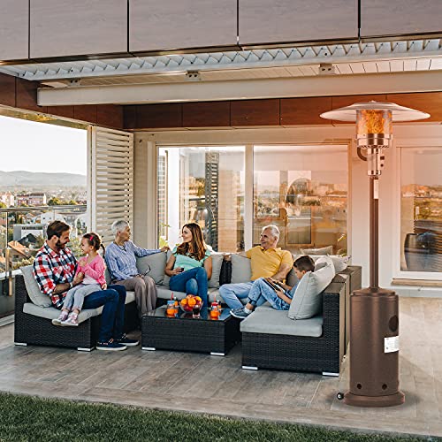 46000 BTU Portable Outdoor Patio Heater - Rapid Heating Space Propane Heater - Commercial & Residential Floor Standing With Wheels and Rain Cover For Christmas,Restaurant,Weeding and Party (Brown)