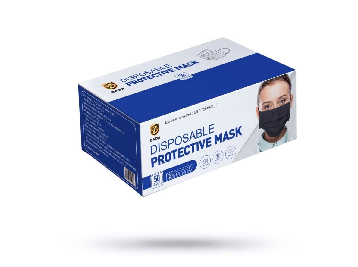 Sponsored Ad – Dada 3 Layer Disposable Protective Face Mask. Sold Color, Premium Quality Face Mask with Elastic Ear Loop (50pcs box) (Total Black)
