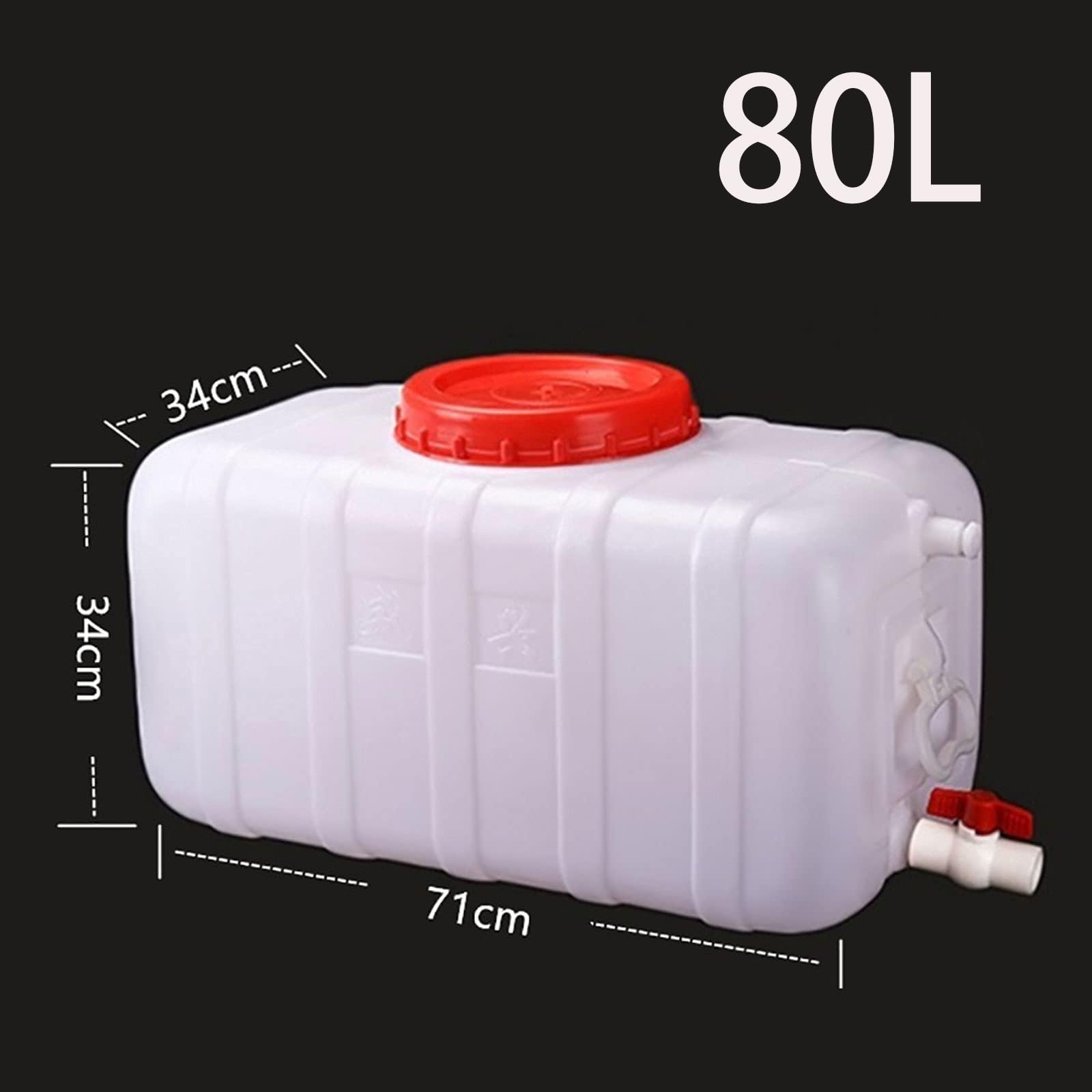 Reservoir eau Conteneur d'eau en plastique Cube d'urgence Transporteur d'eau 80L Seau d'eau portable avec un robinet Matière plastique insipide Stockage d'eau extérieur pour le camping Rand(Size:110L)