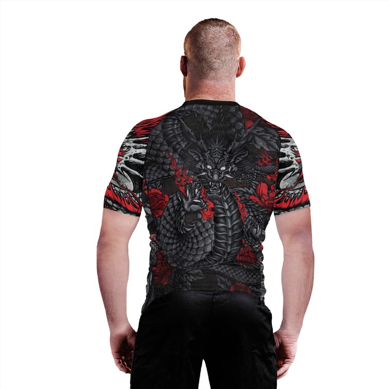 Dragon Men's Short Sleeve Compression Shirt Baselayer Skin Performance Fit Rash Guard for MMA BJJ Jiu Jitsu 5