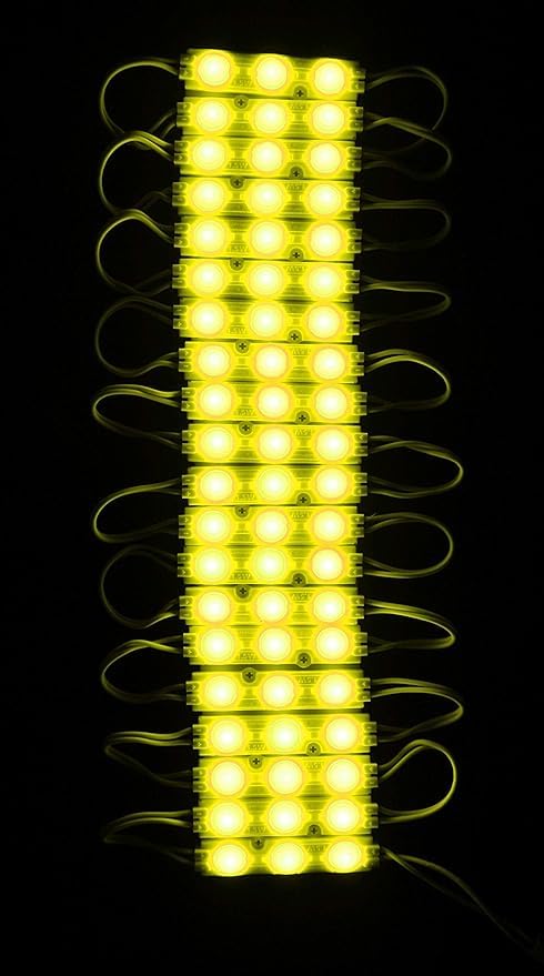 Image of StrawHat 3 LED Strips 12V Waterproof 5630 /5730 LED SMD Injection Module with Defuser Use for Decoration Room, Home, Bike, Car,Auto Rickshaw (Combo) (20, Yellow)