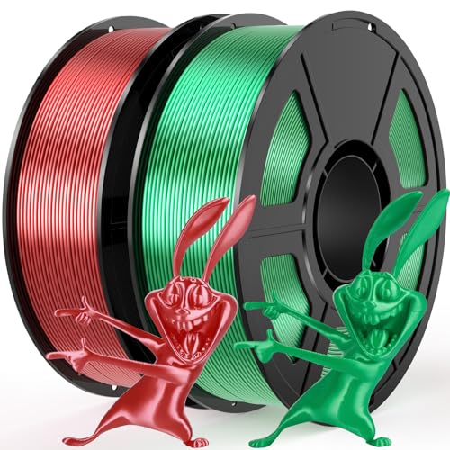 Image of Silk PLA Filament 1.75mm 3D Printer Filament Bundle, Christmas Filament Value Pack 2kg Spool (4.4lbs), Dimensional Accuracy + /- 0.03 mm, Fit Most FDM 3D Printer (Red&Green)