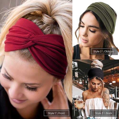 Image of DRESHOW 6 Pack Extra Wide Headbands for Women Large Turban Headband Boho Head Wrap Elastic Hairbands Hair Twisted Knot Hair Accessories