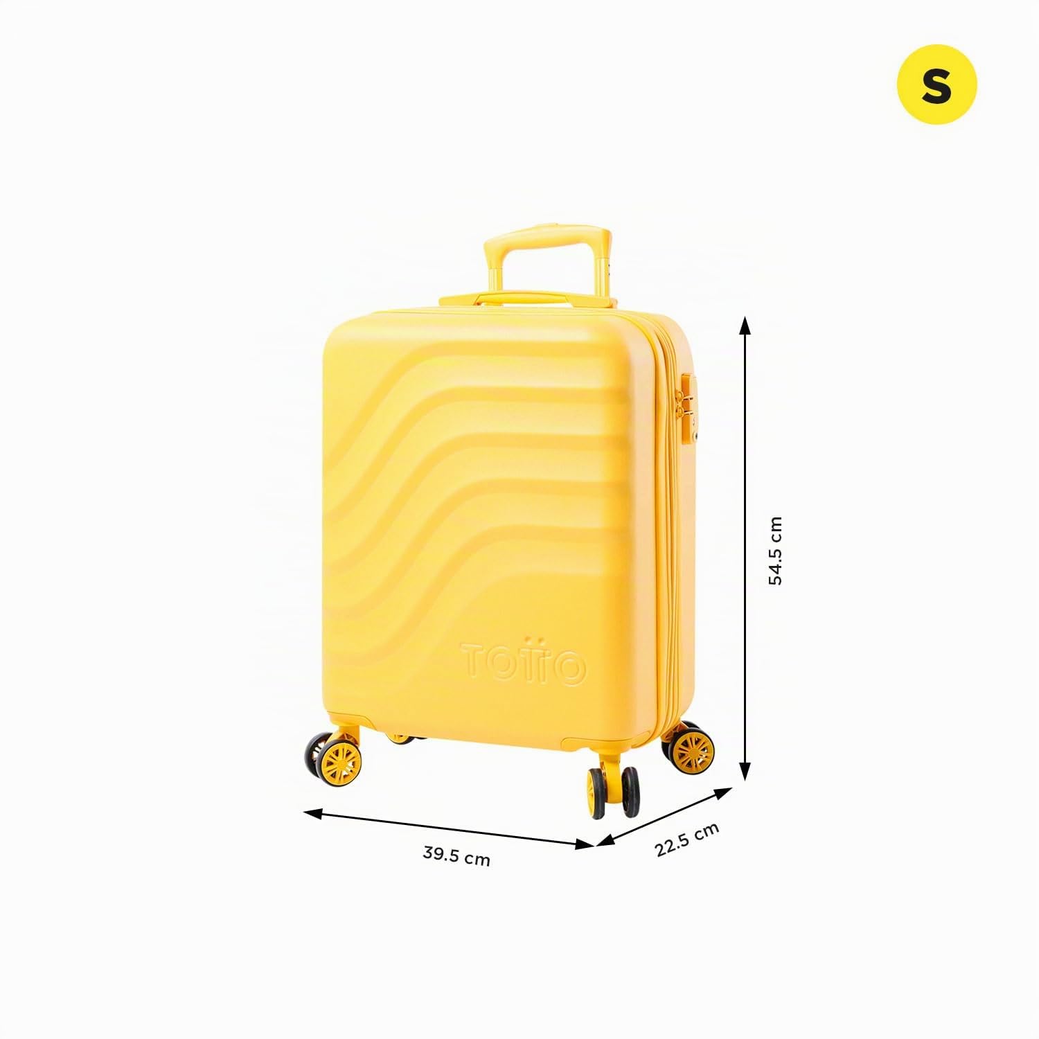 TOTTO - Maleta Trolley Cabina, Modelo Bazy+, 39,5 x 54,5 x 22,5cm, Capacidad 39L, Expandible, Resistencia a Impactos, Ruedas 360º, Manija Telescópica, Correas Internas, Candado TSA, Color Super Lemon