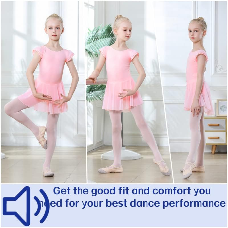 Image of DIPUG Ballet Leotards for Girls Ballet Leotard with Skirt Toddler Dance Leotards Flutter Sleeve and Criss-Cross Back