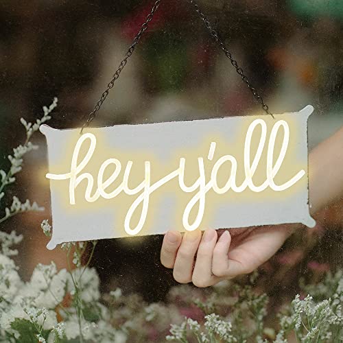 Qianese WORDS NEON Hey Y'All Led Neon Signs Hello Reusable Letter Light Up Southern Sayings Decor Inch16.9X7.8 Inch Enthusiasm Words Neon Art Light thumb #5