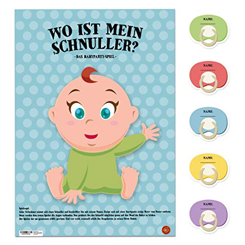 avandu Wo ist mein Schnuller? Babyparty Spiel mit 20 Aufklebern -...