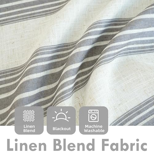 Driftaway 810063214296 Chris Double Layer Linen Blackout Tie Up Curtains Thermal Insulated Fully Lined Vertical Striped Balloon Roman Shade Bathroom Window Adjustable Rod Pocket 45 Inch thumb #2