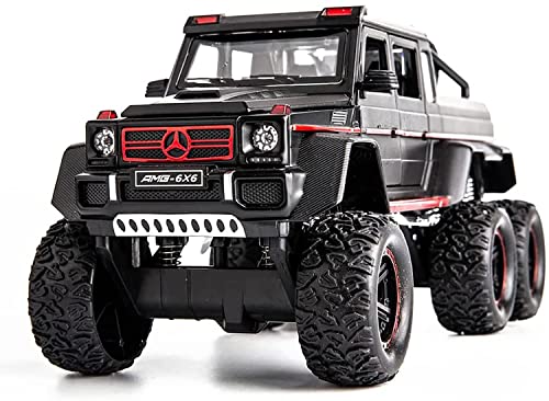 Image of 6 Wheel Drive Metal Car Pull Back with Open Doors, Engine Cover, Tail with Front and Rear Light & Music Great Gift for Boys and Girls Above-Multicolor(Mercedes G63)