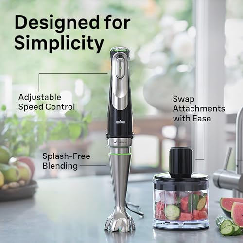 Braun MQ9137XI MultiQuick 9 Handheld Blender with iMode Technology, Turbo Boost, Stainless Steel Blades, EasyClick System, Whisk, Masher, Mini Chopper with Ice Blade, Blending Wand & 20oz Beaker, 700W by Braun - Image 3