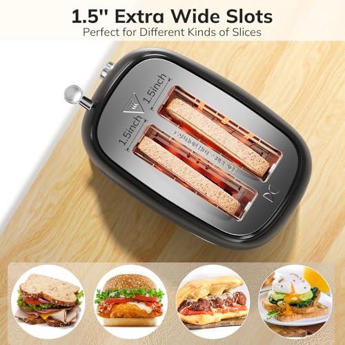 Keenstone 330RW 2 Slice Toaster Retro Stainless Steel Toaster With Bagel, Cancel, Defrost Function And 6 Bread Shade Settings Bread Toaster, Extra Wide Slot And Removable Crumb Tray thumb #3