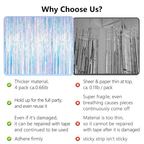 Image of Thicken Iridescent Party Backdrop Fringe Curtains Holographic Streamers