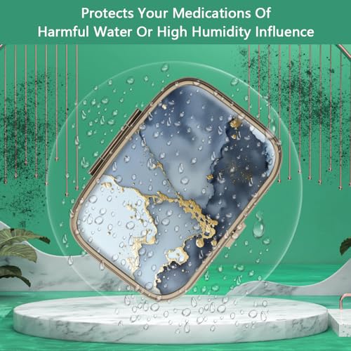 Image of Pill Case Pill Box with Mirror Retro Small Pill Case for Purse or Pocket Bronze Pill Box or Vitamins, Fish Oil, Supplements, Pill Containe Travel Gifts(2PCS)