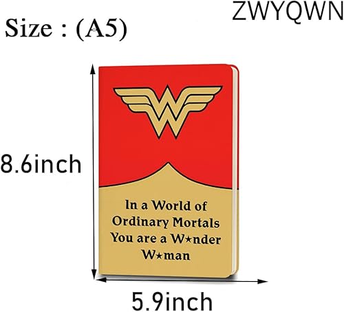 Miniatura 2 de ZWYQWN Regalo inspirado en la Mujer Maravilla, cuaderno de cuero de superhéroe para mujeres y niñas, amantes de las películas de televisión, regalos
