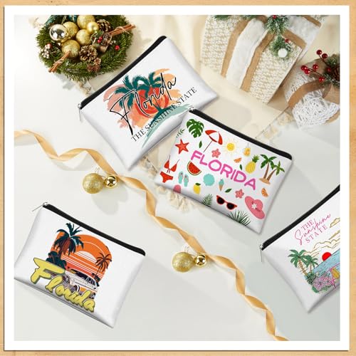 4 Pcs Florida Makeup Bag,Florida Souvenirs and Gift,Travel Vacation Cosmetic Zipper Bag for Her,Mom,Sisters,Friends and Teachers 5