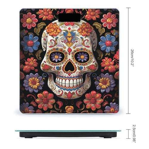 Báscula digital de baño estilo Sugar Skulls con pantalla grande miniatura 2